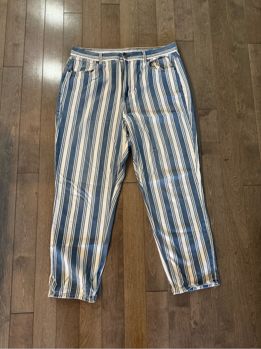 Striped Blue and White Women’s Jeans